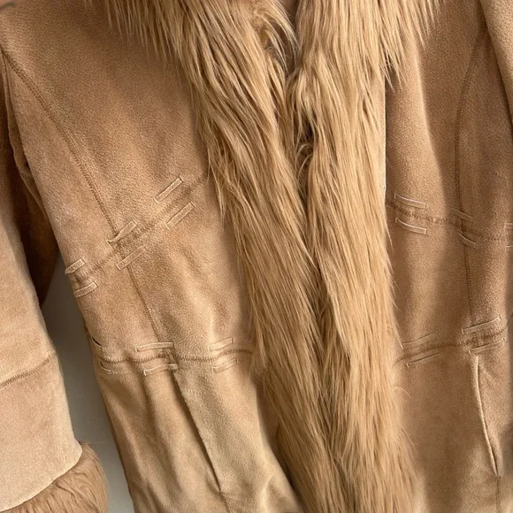 Penny Lane (Giacca) Vintage Leather Coat with Faux Fur Trim - Picture 6 of 10